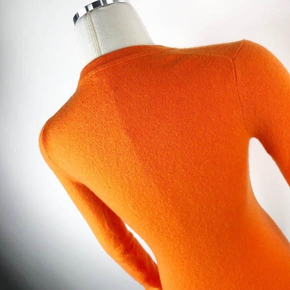 J.Crew Orange Cashmere Crewneck Fitted Sweater XS - Picture 7 of 8